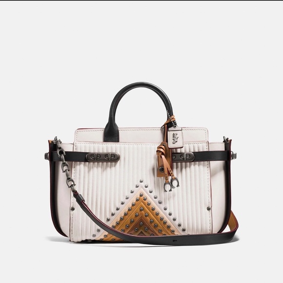 Coach Double Swagger With Colorblock Quilting And Rivets - Picture 1 of 5